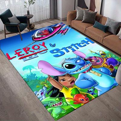 1 szt. Dywanik z motywem Disneya Lilo i Stitch, Dywanik obszarowy, Dywanik antypoślizgowy, Można prać ręcznie, Mata podłogowa, Odpowiedni do salonu, sypialni, Dekoracja domu