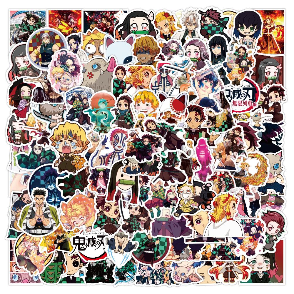 50 100Pcs Anime Stickers Demon Slayer Kimetsu No Yaiba Cool Vinyl Decals For Laptop Skateboard Luggage Car Bike Waterproof