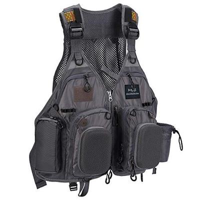 Bassdash Fishing Vest, Mesh Outdoor Top, Multifunctional Vest, Unisex, One Size Fits All (F-22 Gray)