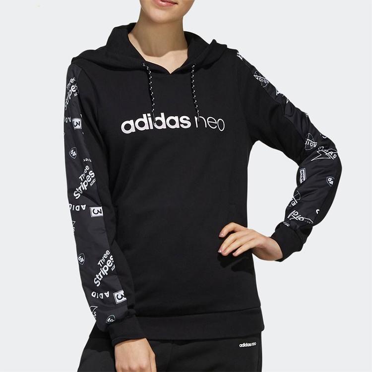 Adidas Neo Favorite Hoodie Casual Sport Pullover Women Tops Black FK6928