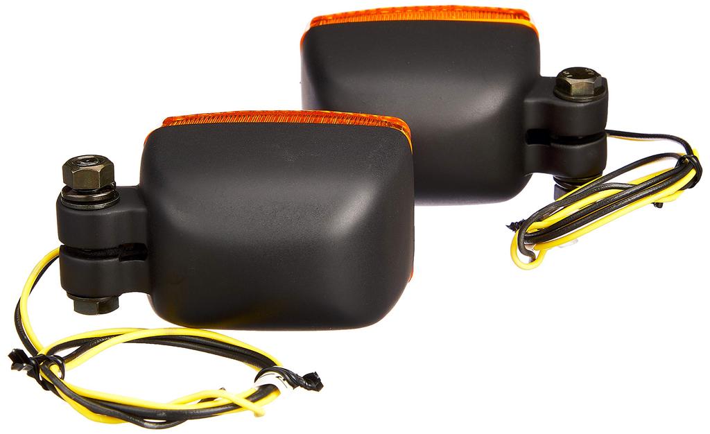 Kijima Motorcycle Parts Turn Signal Lamp #470 Square Type Black Body/Amber Lens Universal 219-5189