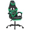 Gaming Chair with Footrest Black and Green Faux Leather