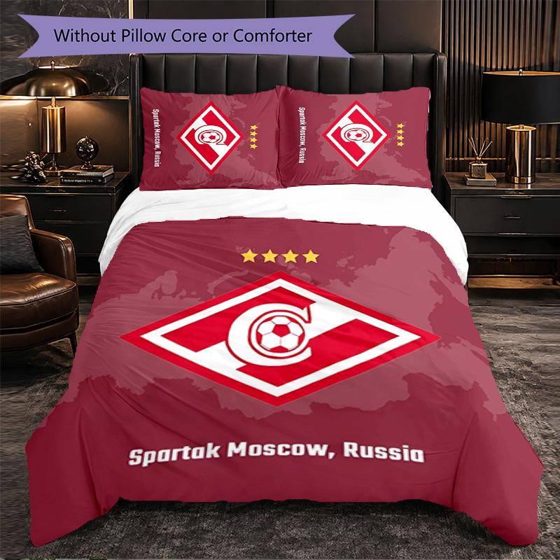 Spartak Moscow 3 Piece Bedding Set Soft Duvet Cover Set with Pillowcases Printed Bedroom Decor Set for Home