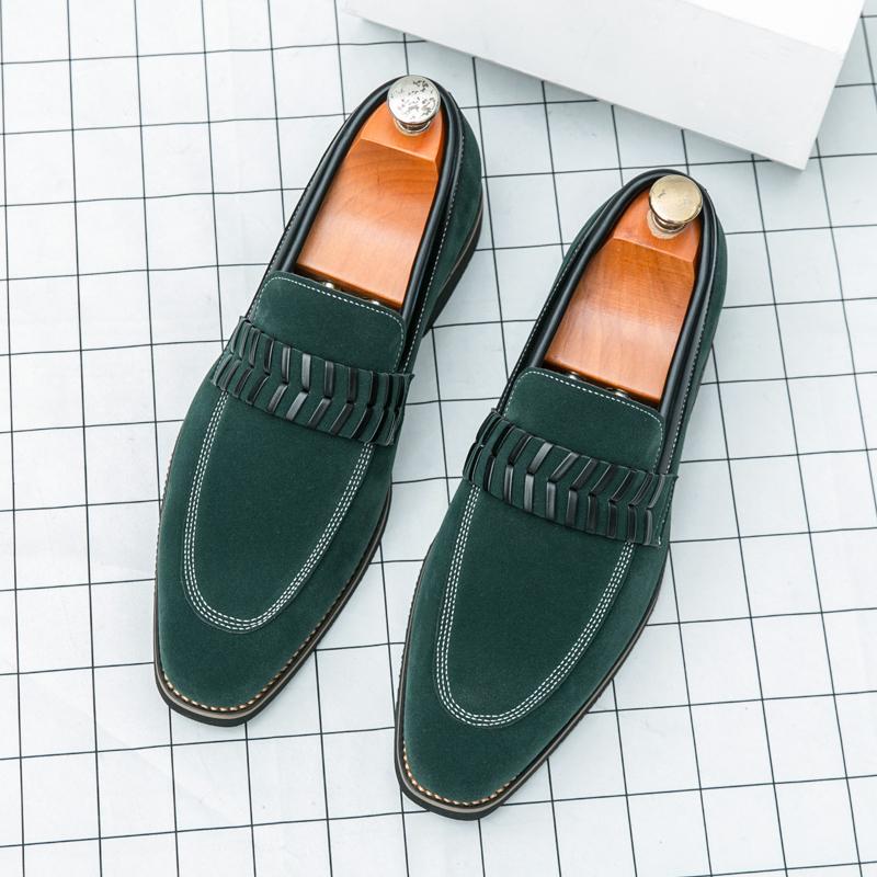 Fashion 2025 New Designer Men's Pointed Suede Leather Wedding Slip On Shoes Male Loafers Formal Dress Footwear Zapatos Hombre