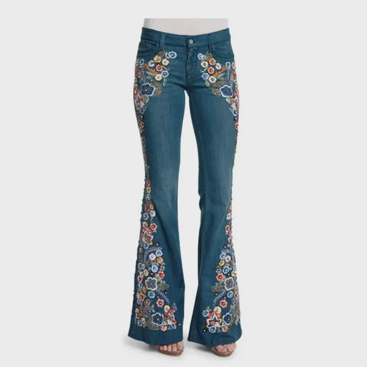 2026 Herbst Europäischer & Amerikanischer Stil Mittelhohe Jeans Schlaghose für Damen