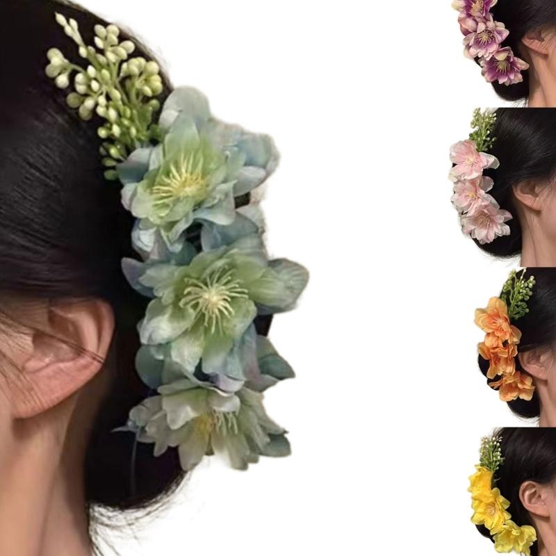 Elegant Blossom Hair Comb For Side Bun Updos Secure Grip Lightweight Plastic Hair Comb Women Accessories