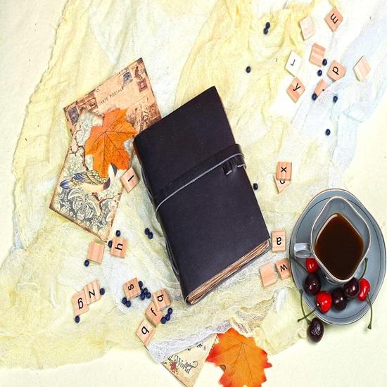 Kožený deník Burnt Edges Papírový deník Premium Diary 17,78 cm