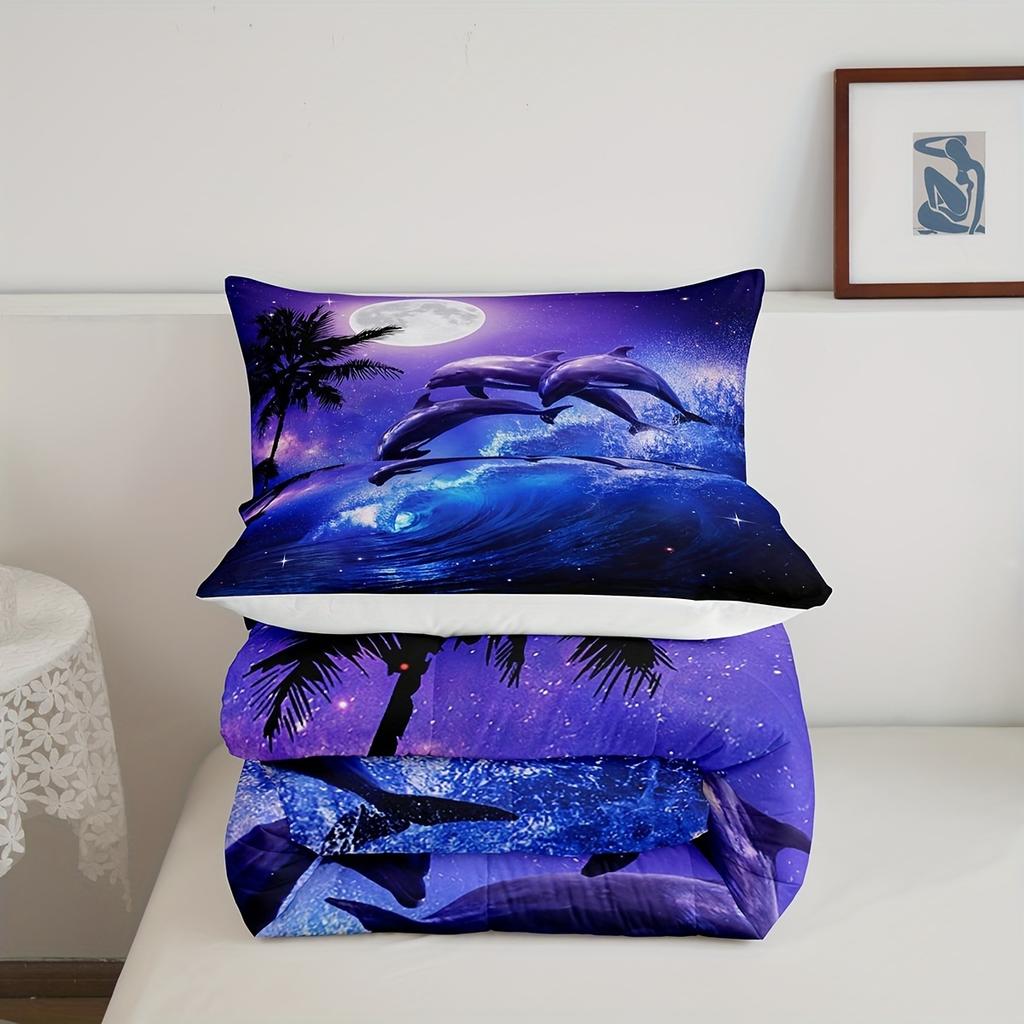 Dolphin Bedding Set 3D Printed Duvet Cover Set Skin-Friendly Single Twin Double Size Bedroom Decor Duvet Cover Set Birthday Gift
