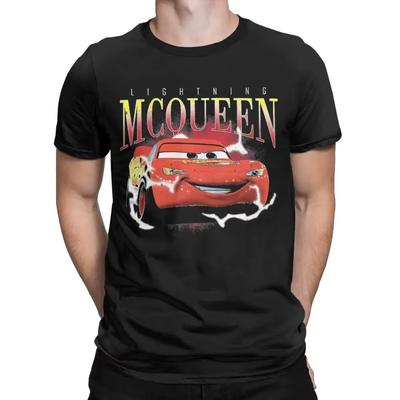 Męskie Koszulki Uśmiech Błyszczący Zygzak McQueen Vintage 100% Bawełna Koszulki Krótki Rękaw Koszulki Samochody Dekolt Okrągły Topy Koszulka Oversize