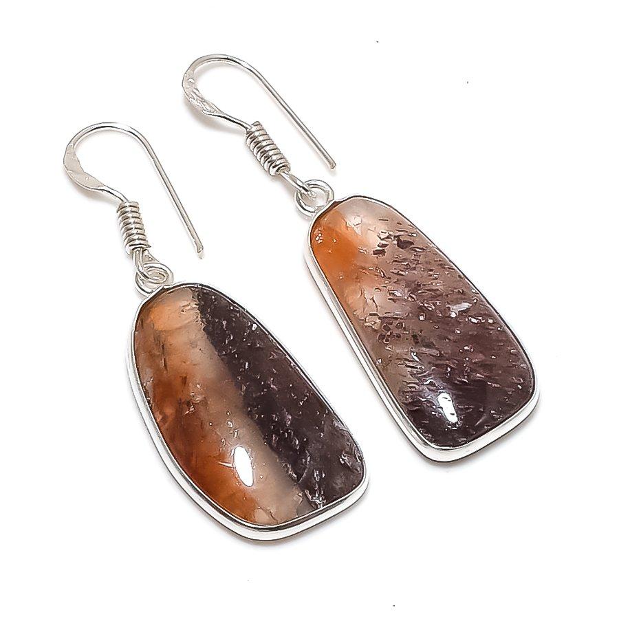 Natural Lodolite Quartz Gemstone 925 Sterling Silver Jewelry Earring 1.85 AE-12357
