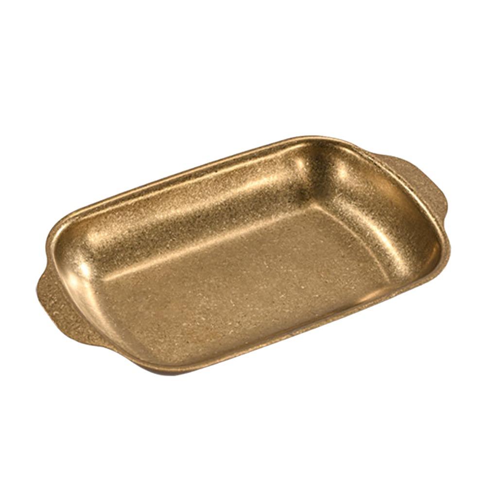 New Stainless Steel Steak Tray Double Ear Design Vintage Barbecue Plate Vegetable Snack Plate Home Kitchen