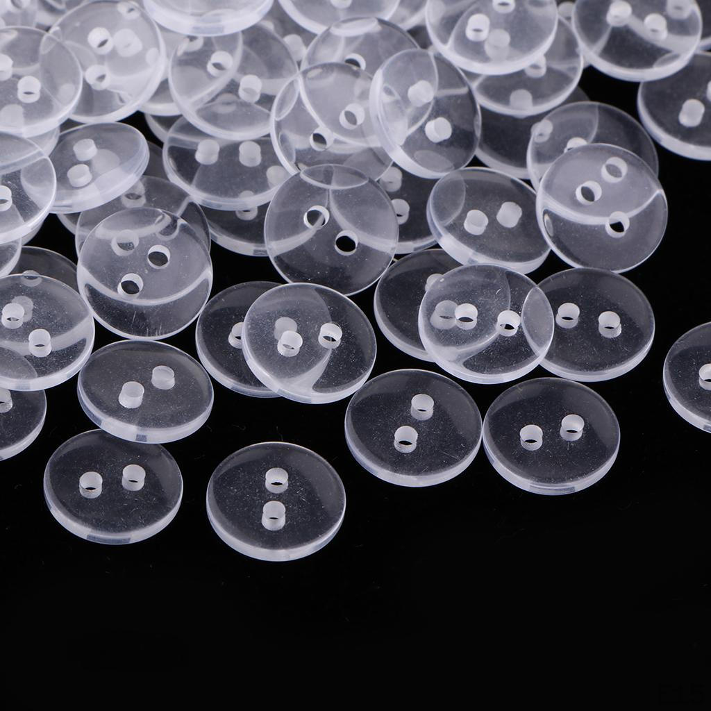 100 Bottoni Piatto in Resina a 2 Fori da 1 Cm per Artigianato