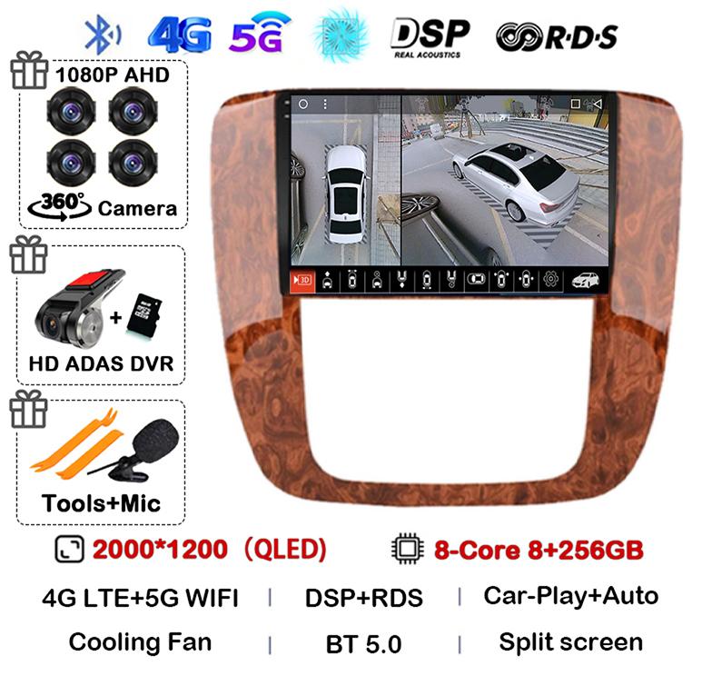 Android 14 Carplay Auto WIFI+4G For GMC Yukon Chevrolet Tahoe Suburban 2007-2012 GPS Car Radio Multimedia Video Player Stereo