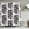 Bathroom Shower Curtain Set Waterproof Vintage Floral Pattern Farmhouse Decor Home Decor Coastal Style Modern Black And White Wa