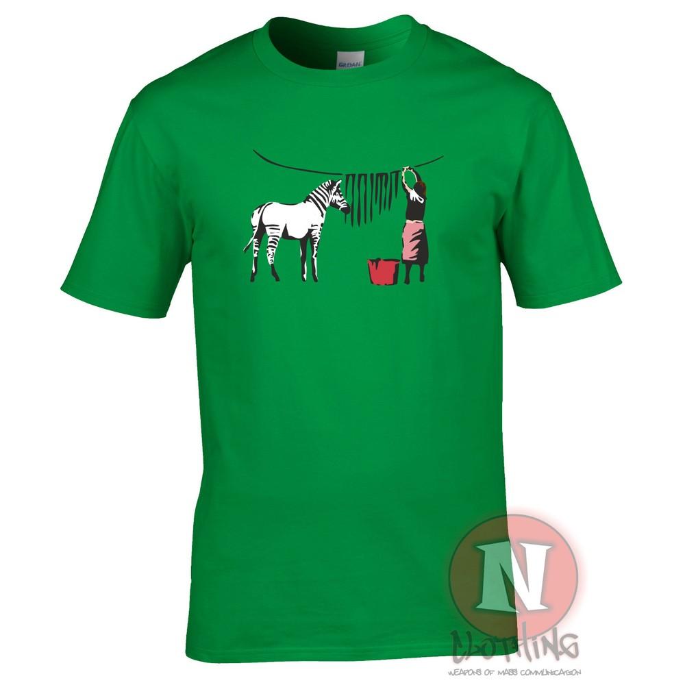 Banksy Zebra Wash TShirt Street Art Graffiti Design Print Colourful Funny Tee