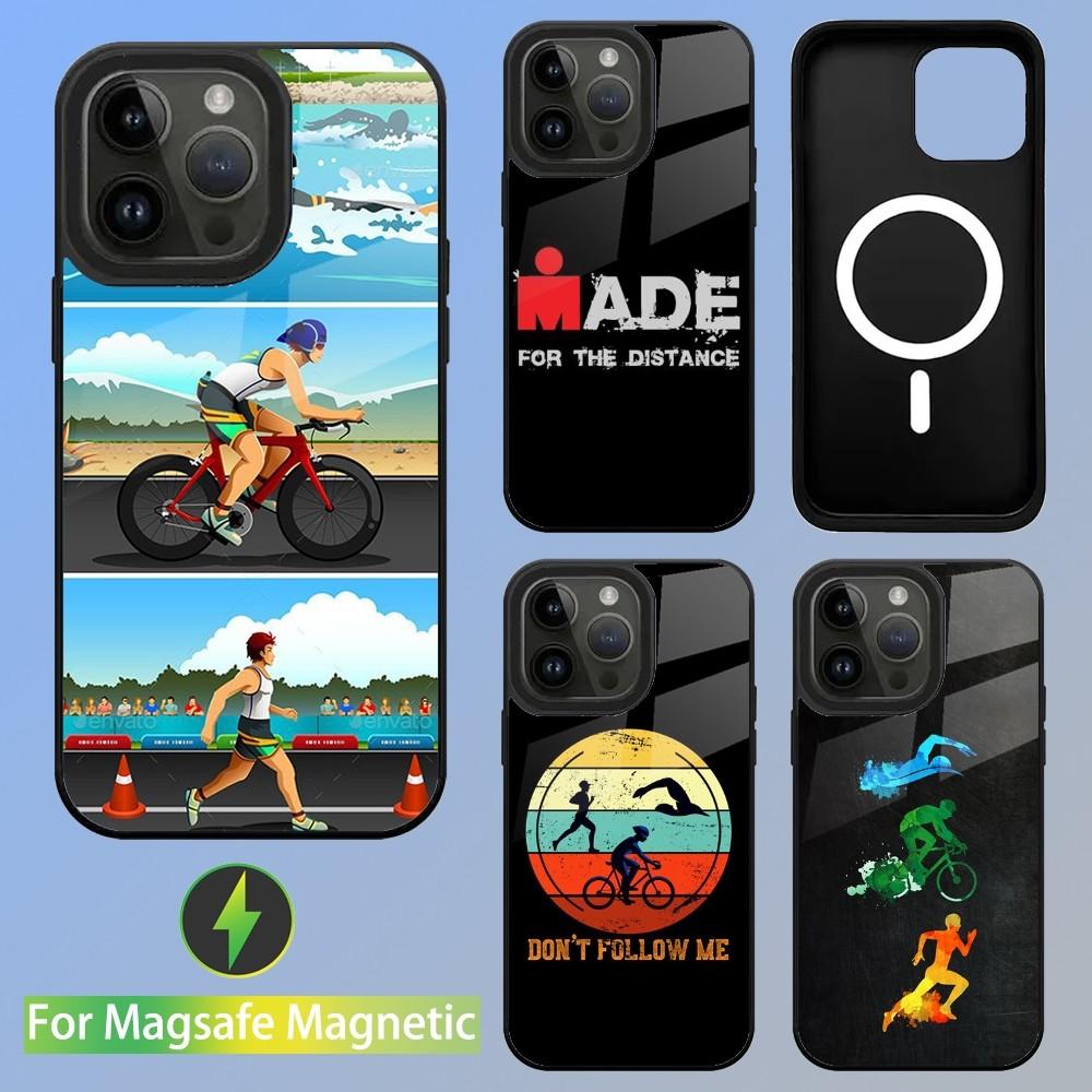 Triathlon Schwimmen Radfahren Laufen Tri Life Handyhülle Für iPhone 15,14,13,12,11,Plus,Pro,Max Mini Magsafe Magnetisches Kabelloses Laden