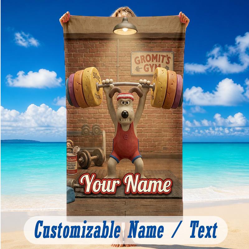 Beach Towel Custom Name Text, Quick Dry Large Towel For Beach HomeWallace & Gromit