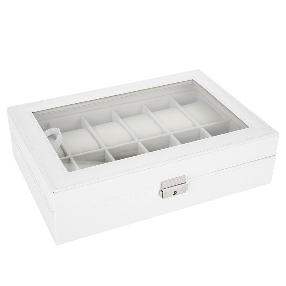 White Watch Box Leather Surface Jewelry Box Durable Watch Display  Desktop Display белый фото