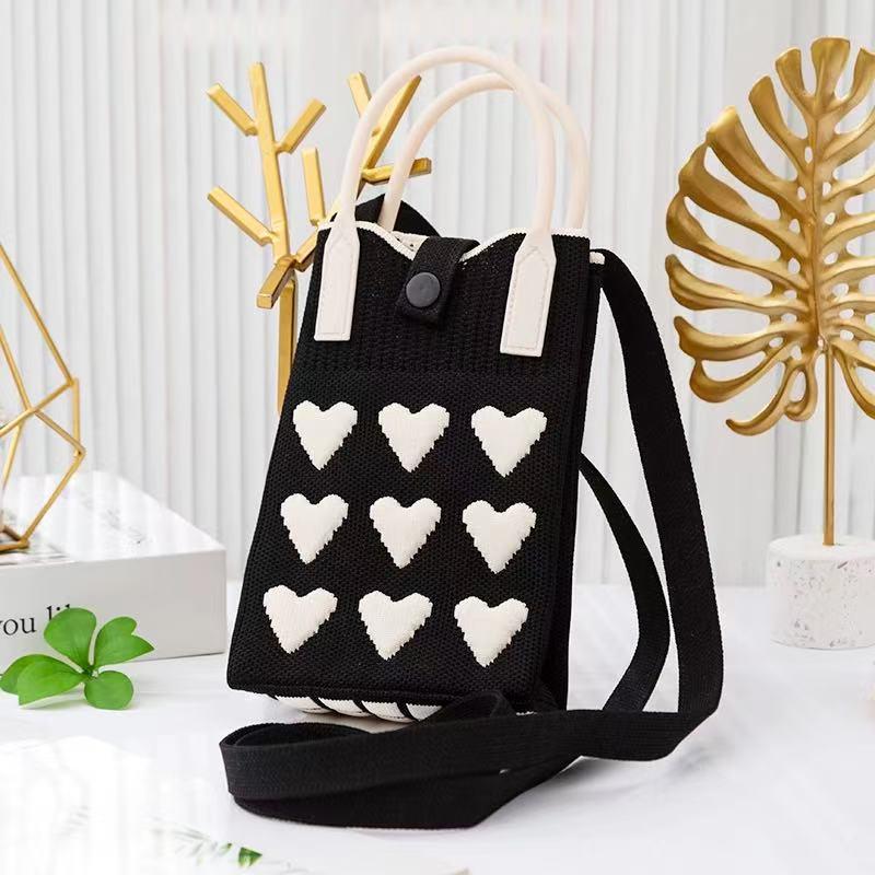 Korean Style Cute Heart Knitted Mini Crossbody & Shoulder Bag for Women