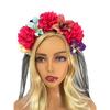 2024 Halloween Simulation Colorful Peony Flower Headband Fairy Butterfly Mexican Wreath Crown Cosplay Party Costume Day Dead