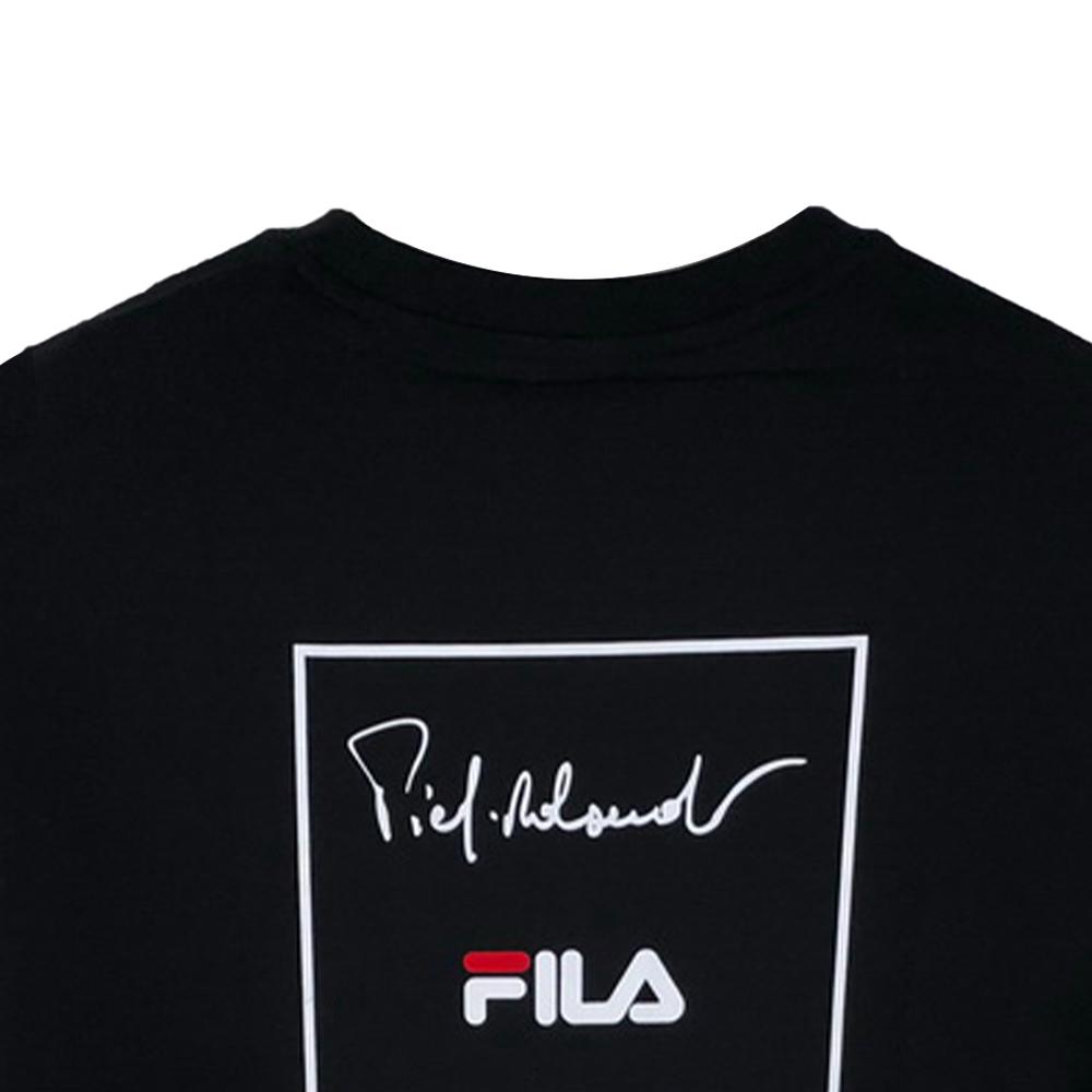 FILA Casual Breathable Knitted Round Neck Short Sleeve T-Shirt Men Tops Black F11M118102FBK