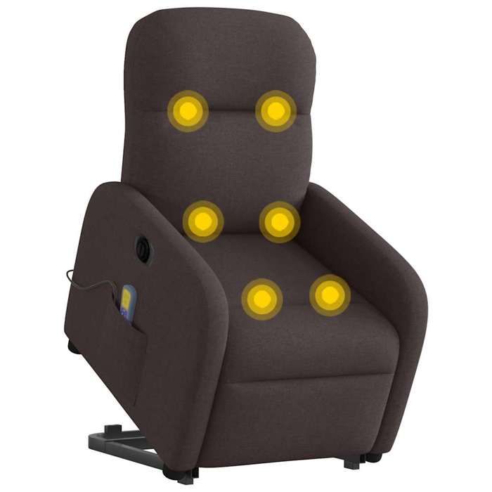VidaXL Fauteuil inclinable de massage électrique Marron foncé Tissu 3303007
