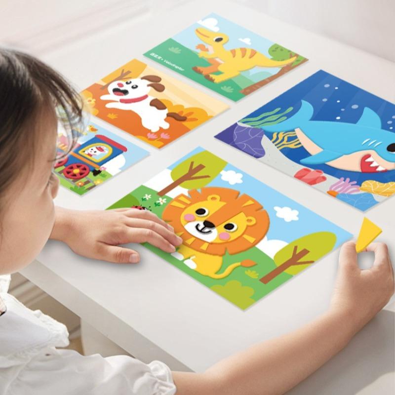 12er Set 3D Eva-Schaumstoff-Sticker, DIY Cartoon-Tier Lern-Bildungs-Malaufkleber, Kunstunterricht Mal-Puzzle Bastelarbeit
