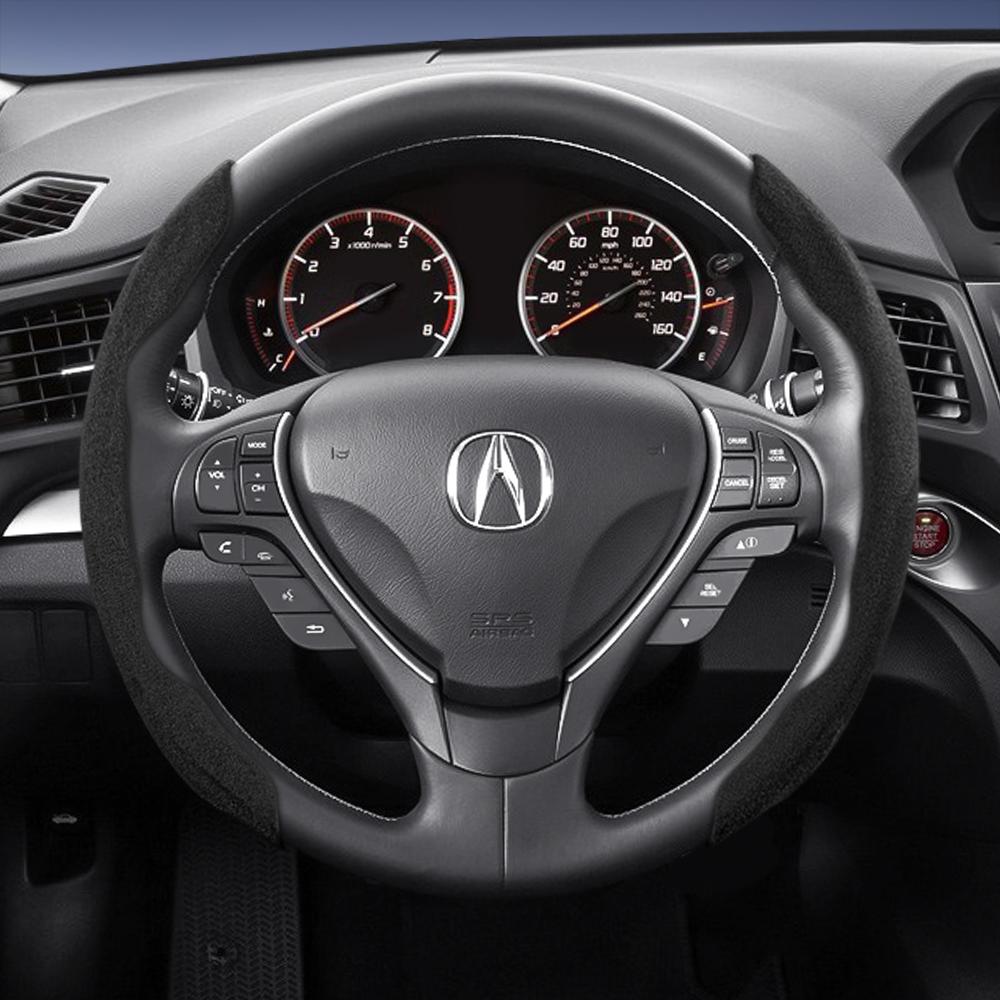 bpzsw1 Suitable for Acura Sports Suede Steering Wheel Cover, Split Snap-On Style, Non-Slip and Durable, for Models Like Mdx, Rdx, Integra, Zdx, Adx,