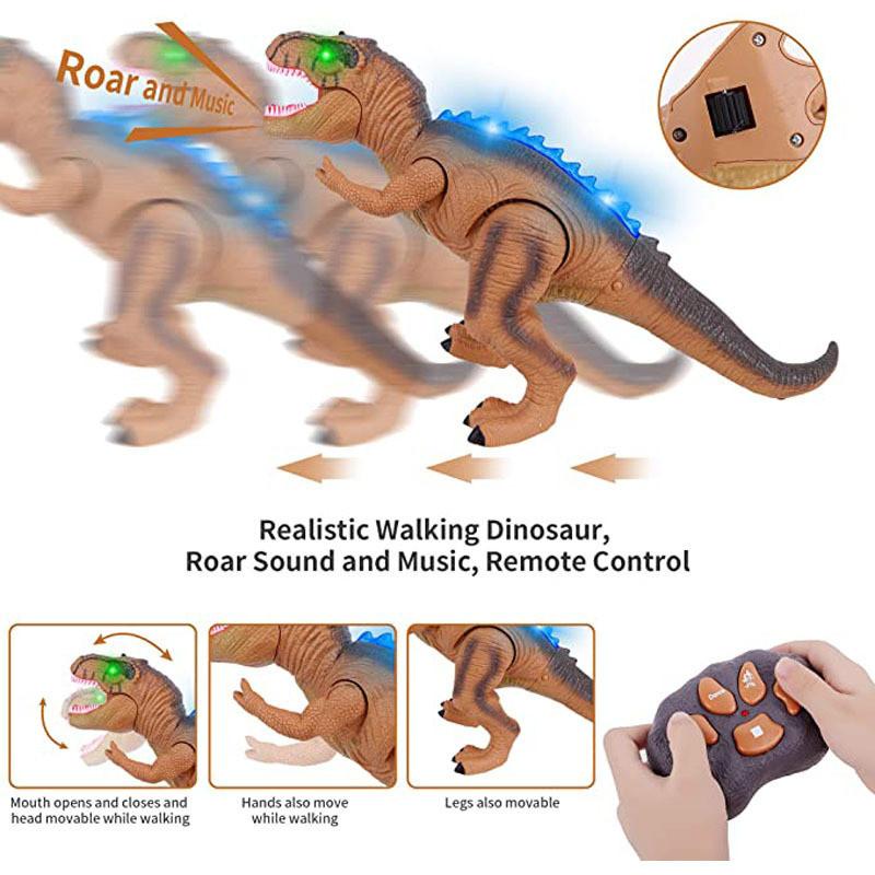 Remote Control Dinosaur Toy Glowing Walking Sounding T-rex Plastic Dinosaur Toy Educational Interactive For Kids