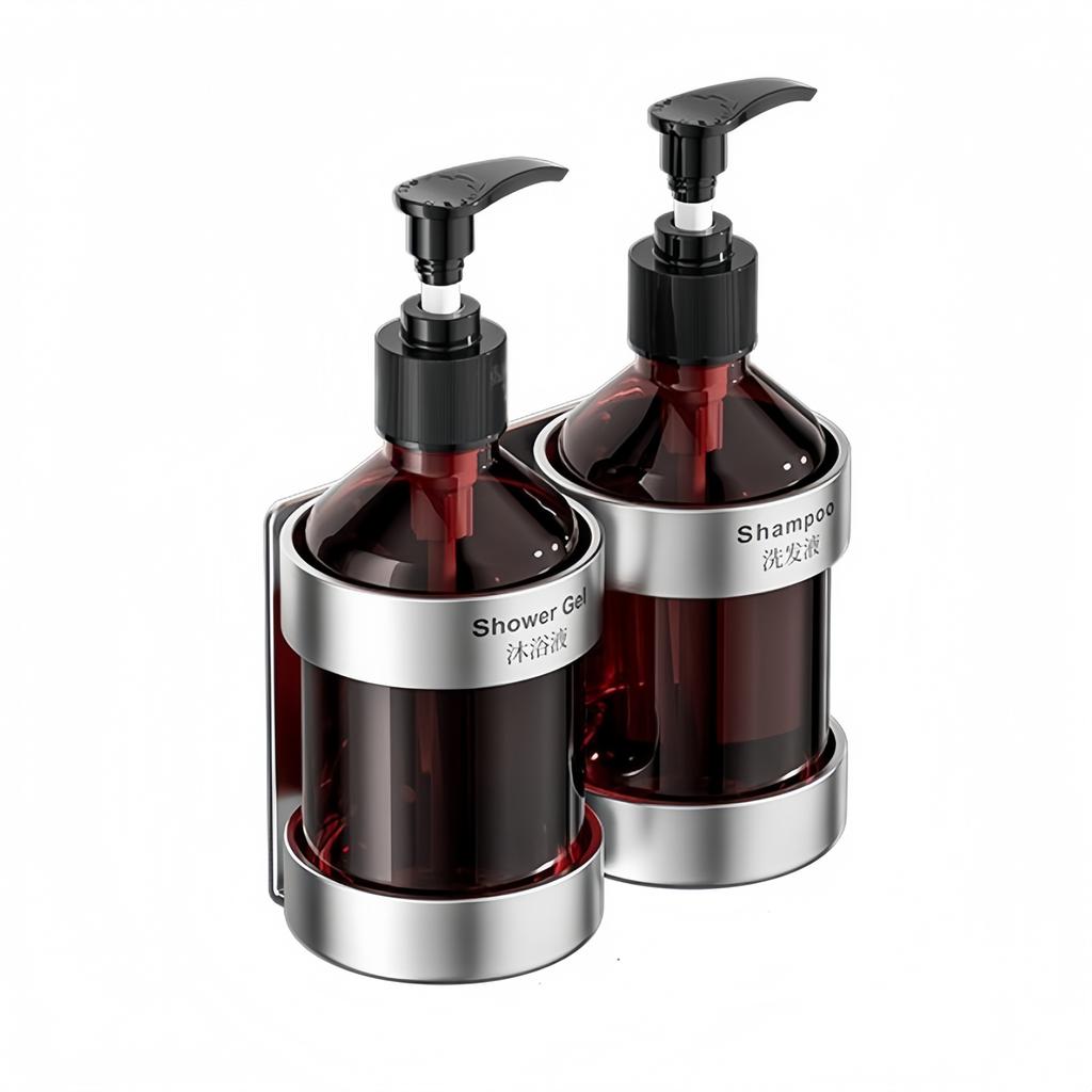 Brown Bathroom Shampoo Holder Easy Refill Soap Pump Bottle Bathroom Soap Holder Easy To Clean Robust Installation