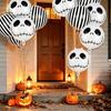 Carnival Themed Decorations 12PCS Halloween Skull Balloon Set, Aluminum Foil Balloons, Black And White Balloons Striped Realistic Print for