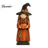 Vintage Style Witch Party Supplies Wooden Figurine, Halloween Statues with Decorations for Home Display Broom Pumpkin Black Cat, Fall Farmhouse