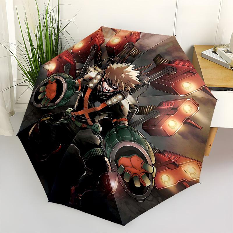 

1pc Boku no Hero Academia Katsuki Bakugo Outdoor Umbrella - Automatic Opening/Closing, Portable Tri-Fold Design, 8-Rib Iron Frame, Perfect Gift for Fa