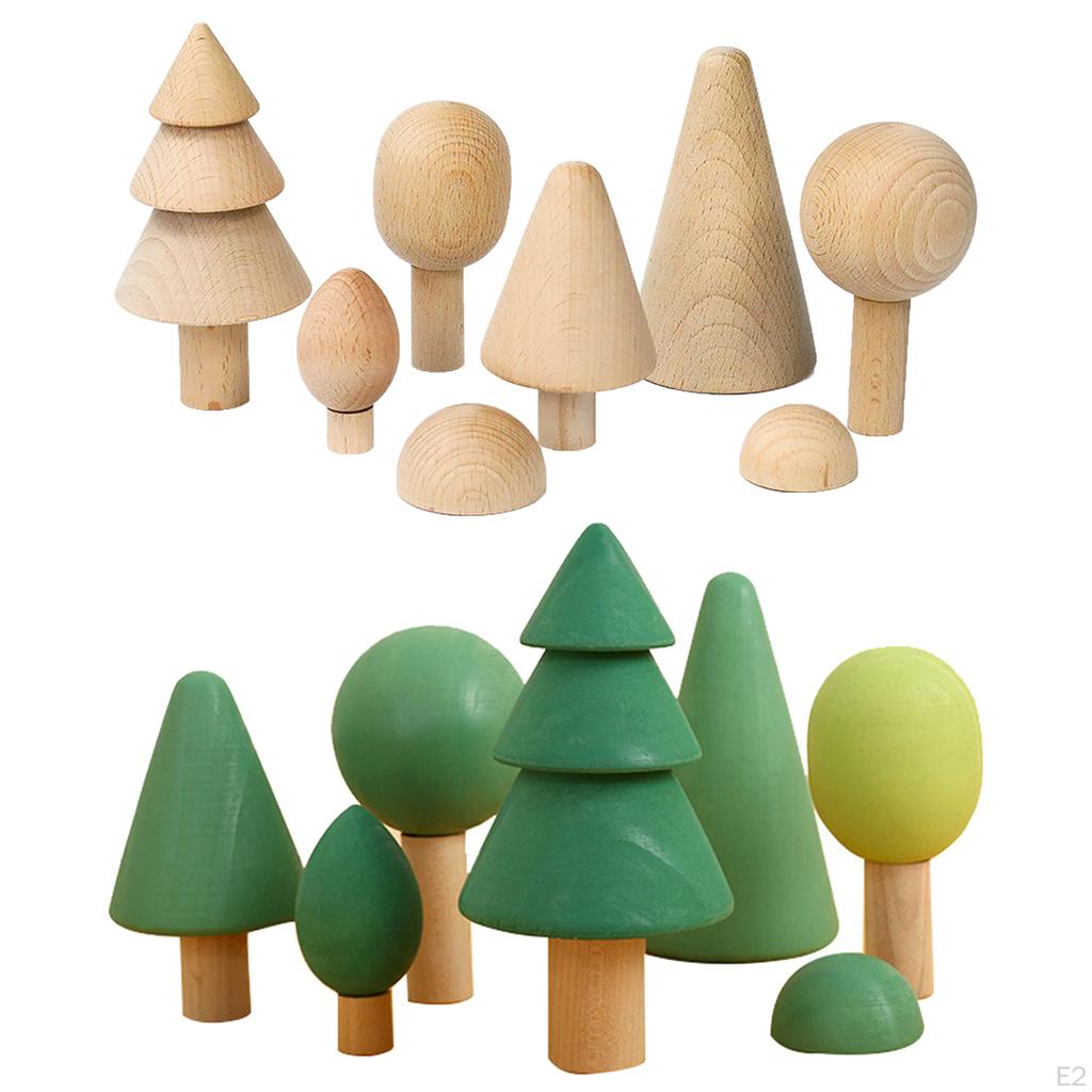 Building Blocks Stacking Wooden Block Educational Toy Set for Toddlers, Tree Shapes