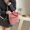 Contrasting Stripes Large Capacity Handbag Women's 2025 Spring New Fashion Mommy Canvas Tote Shoulder Bag