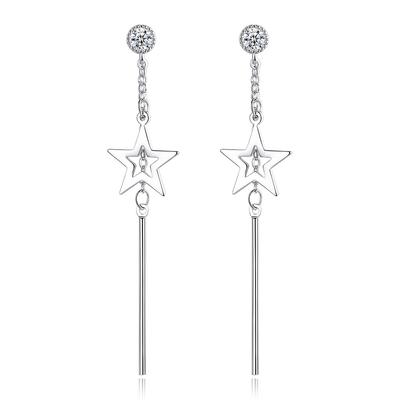 Pendientes de Estrella de Personalidad Simple de Estrella de Cinco Puntas Feminidad Pendientes Medianos y Largos con Flecos Joyería