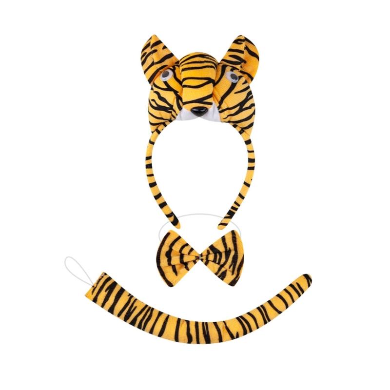 1/3/4/5Pcs Kids Girls Tigre Costume Accessories Set Tigre Ears Headband Bowtie Tigre Tail Tutu Skirt for Animal Party
