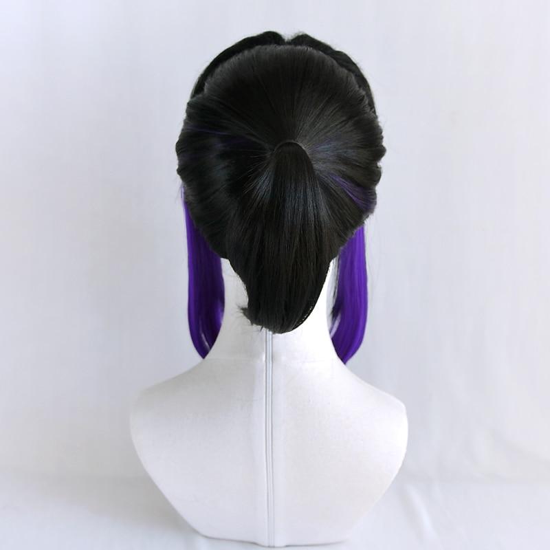 Japan Anime Demon Slayer: Kimetsu No Yaiba Kochou Shinobu Cosplay Wig Kochou Shinobu Purple Black Hair Wig Costumes + Hairpin