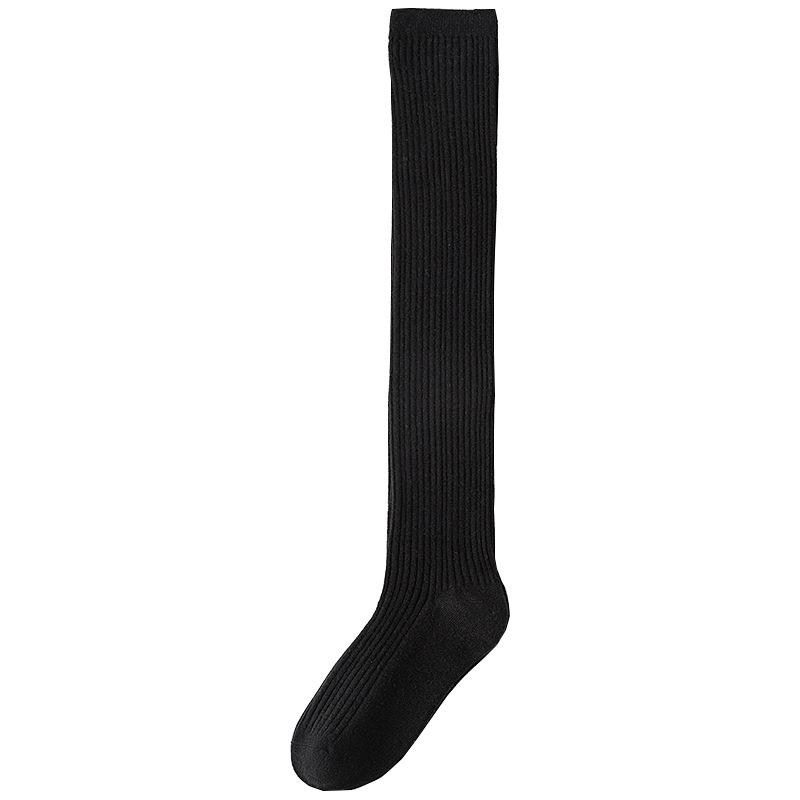 Knee Socks Women'S Autumn And Winter Black Vertical Striped Thin Stockings Japanese College Style With Loafers Stacking Socks