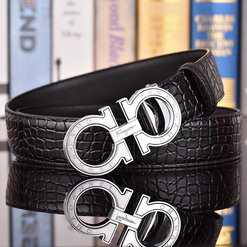 Salvatore Ferragamo 3.3cm Men's Belt Luxury Brand Designer Belt Suit Jeans Formal Brand