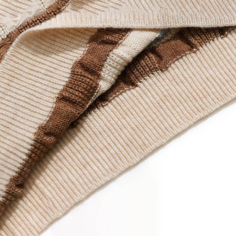 Svetr Dámský M - 6XL Plus Size Jarní a Podzimní Dámský Volný Pohodlný Svetr s Kulatým Výstřihem a Pruhy Pružný Univerzální Svetr s Dlouhým Rukávem