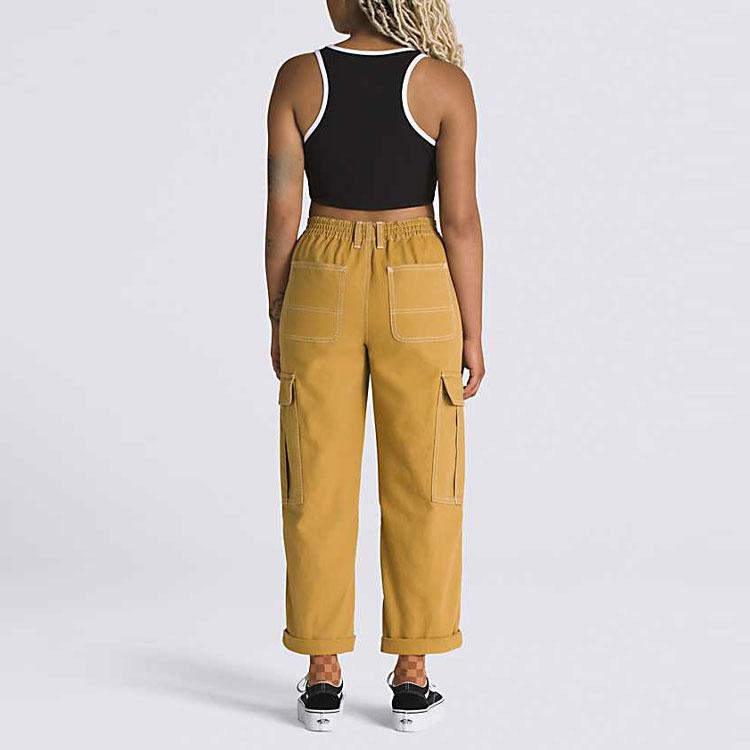 Vans Sidewalk Pants Solid Color Loose Fit Zipper Straight Leg Casual Pants Unisex pants Yellow VN000GWNBYA