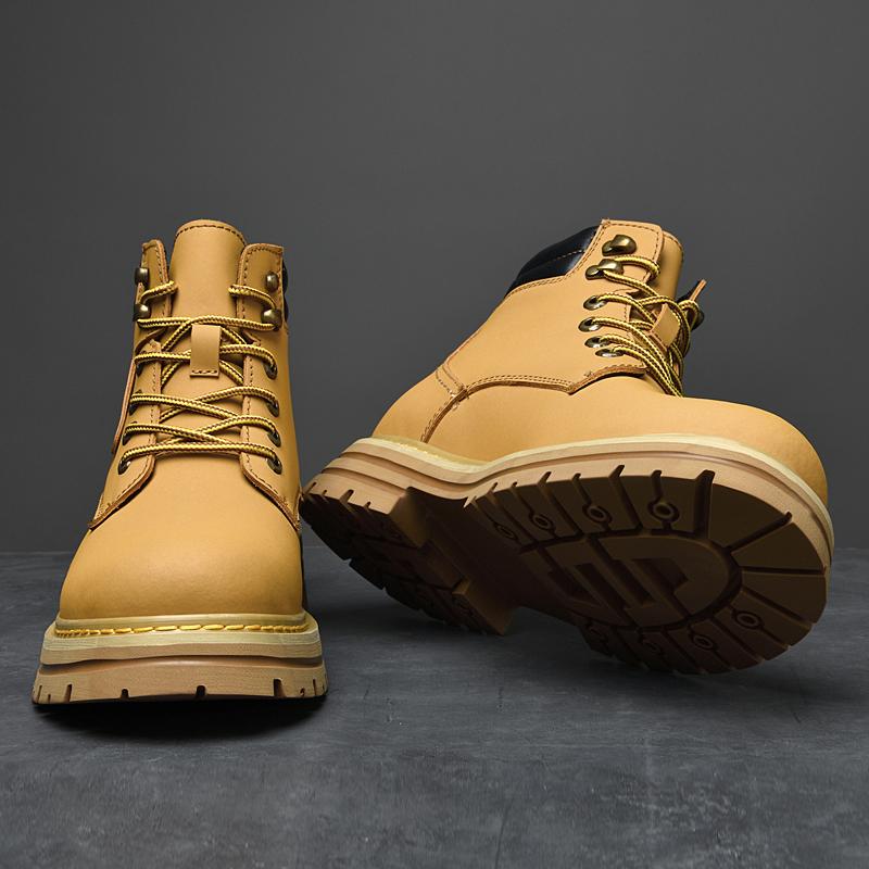 Pánské vysoké boty Pánské kožené boty Zimní móda Plyšové teplé boty Venkovní tenisky Šněrovací Protiskluzné kotníkové boty Pánské
