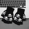 Boys' Halloween decorative warm gloves Fall and Winter split fingers open-fingered knit gloves Fashion skull hand pattern gloves