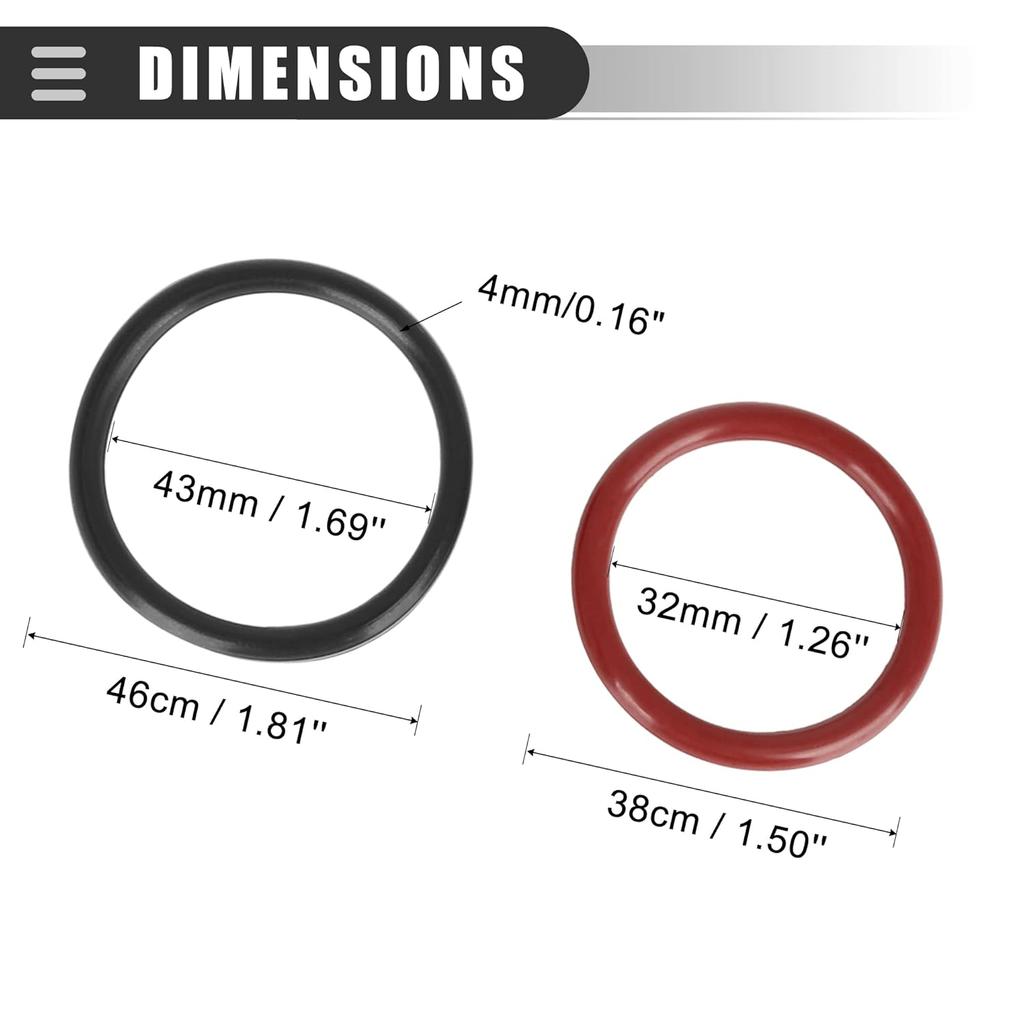 Motoforti Engine Coolant Pipe O-Ring Kit, Coolant Hose Replacement O-Rings, for Ford Expedition 2015-2017, Rubber, BC3Z-8590F 926-168, Black Red,