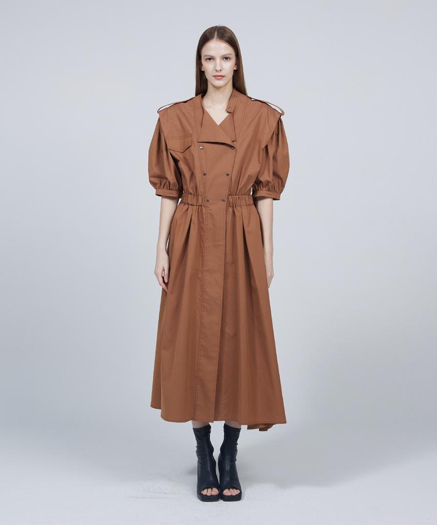 Meuameu Short Puff Sleeve Trench Coat Dress