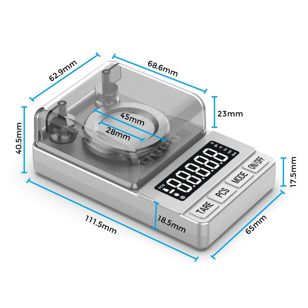 Portable Digital Scale 50g/0.001g High Precision Jewelry Gold Powder Scale with Calibration Weights
