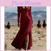 Vintage Western Style Long Dress With Button Details For Street Fashion Enthusiasts