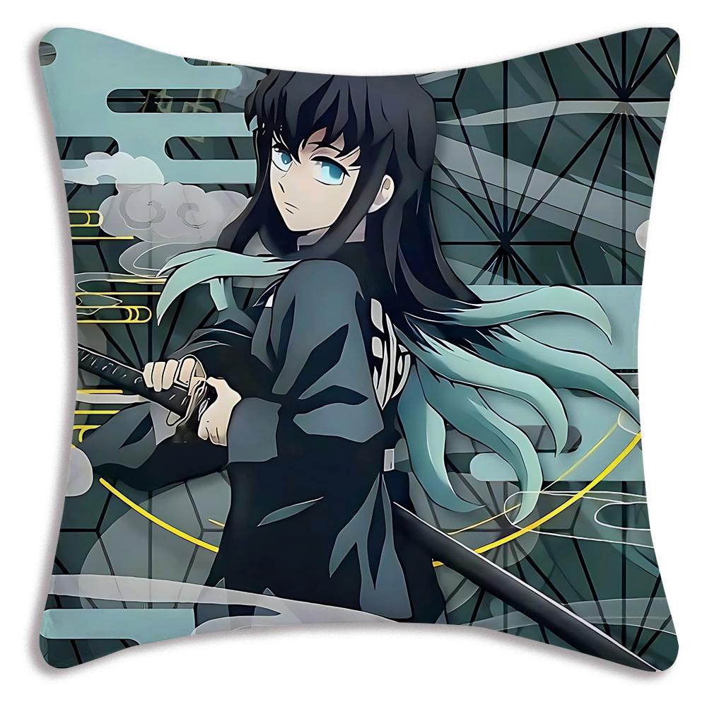 Muichiro Tokito Anime Pillow Covers Cartoon Sofa Decorative Home Doublesided Printing Short Plush Cute Cushion Cover