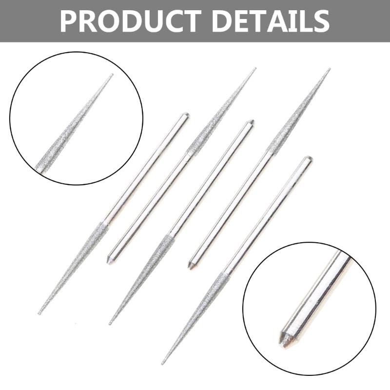 5PCS 3mm Shank Grinding Rods Mini Drill Diamond Grinding for Head Bur Needle Engraving Carving Polishing Glass Drill Bit
